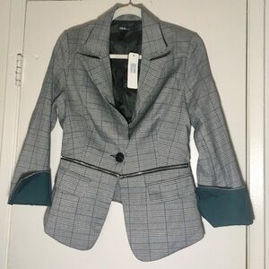 2 x $15 Nwt Ina plaid zip Small green blazer business casual preppy career